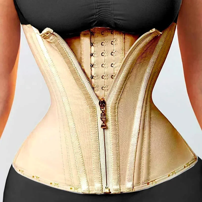 JayHune Fajas Colombianas Waist Trainer Corset – Double Compression, Zipper & Hook, Slimming Body Shaper-DH03