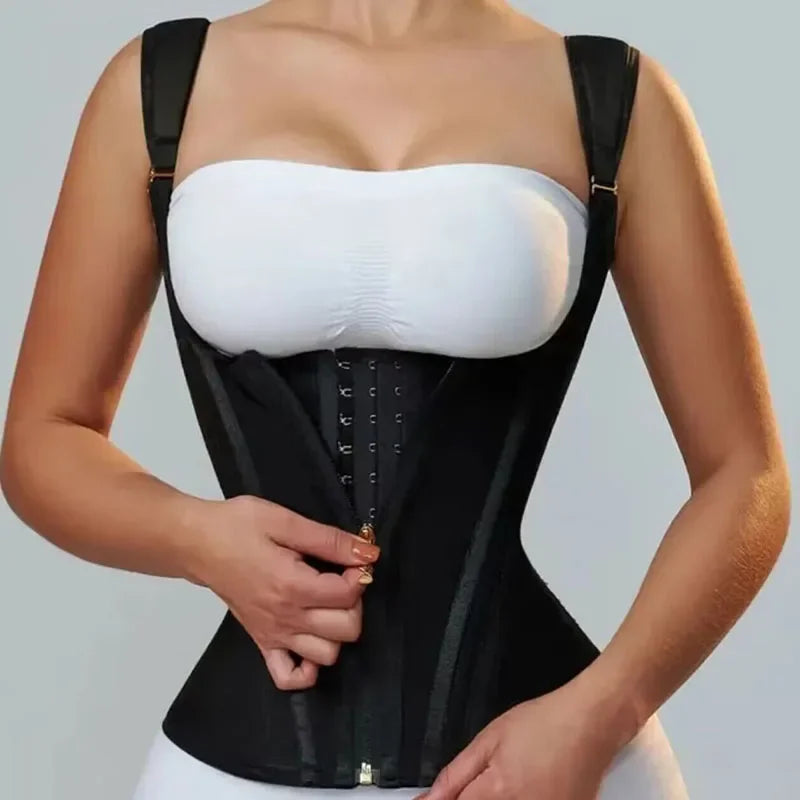 JayHune Fajas Colombianas Waist Trainer Corset – Double Compression, Zipper & Hook, Slimming Body Shaper-DH03