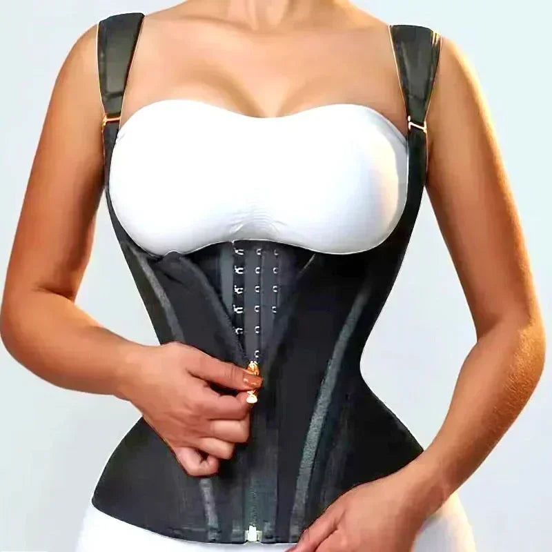 JayHune Fajas Colombianas Waist Trainer Corset – Double Compression, Zipper & Hook, Slimming Body Shaper-DH03