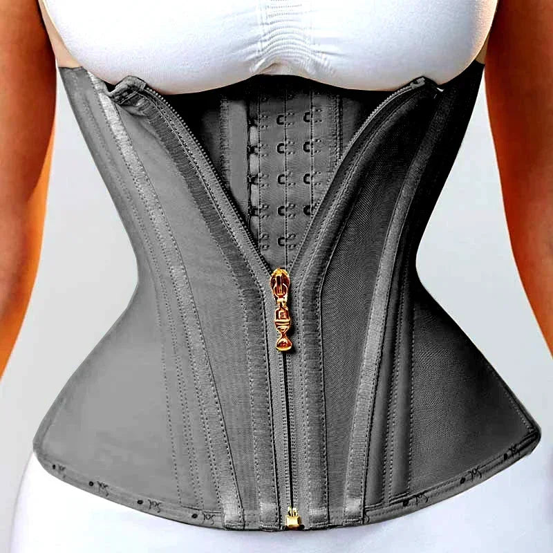 JayHune Fajas Colombianas Waist Trainer Corset – Double Compression, Zipper & Hook, Slimming Body Shaper-DH03