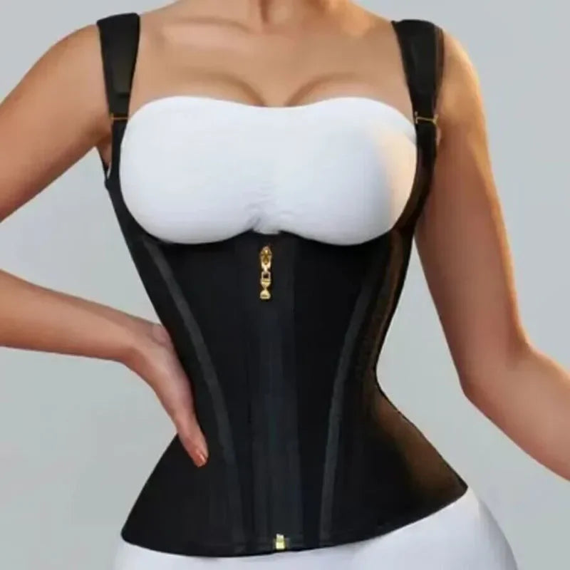 JayHune Fajas Colombianas Waist Trainer Corset – Double Compression, Zipper & Hook, Slimming Body Shaper-DH03