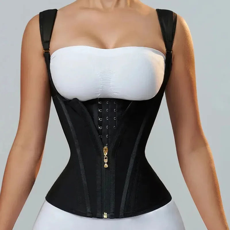 JayHune Fajas Colombianas Waist Trainer Corset – Double Compression, Zipper & Hook, Slimming Body Shaper-DH03
