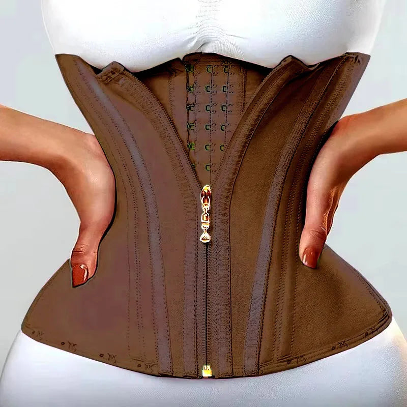 JayHune Fajas Colombianas Waist Trainer Corset – Double Compression, Zipper & Hook, Slimming Body Shaper-DH03
