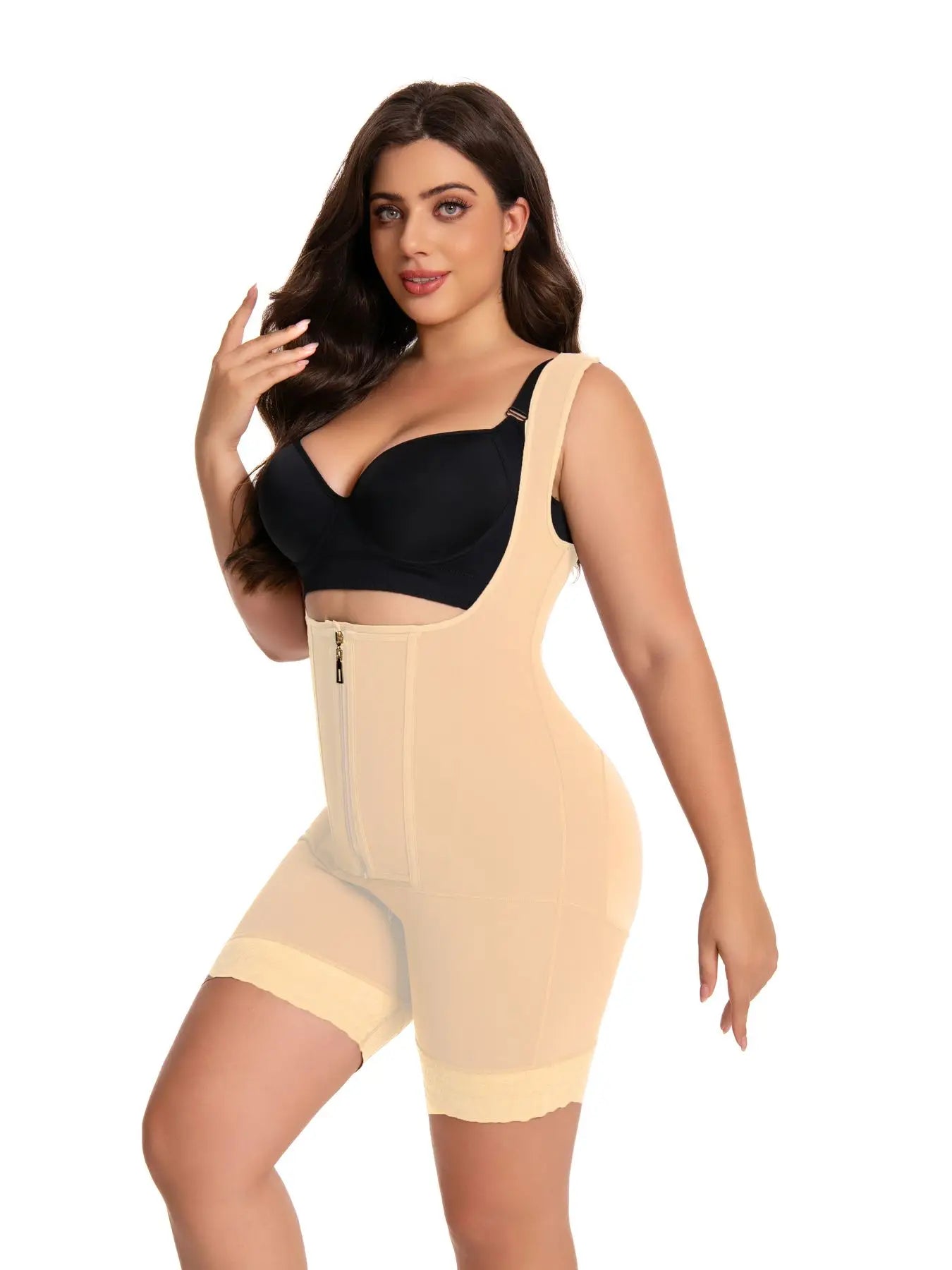 Lace Shapewear Bodysuit – Full Coverage with Zipper Design-DH04