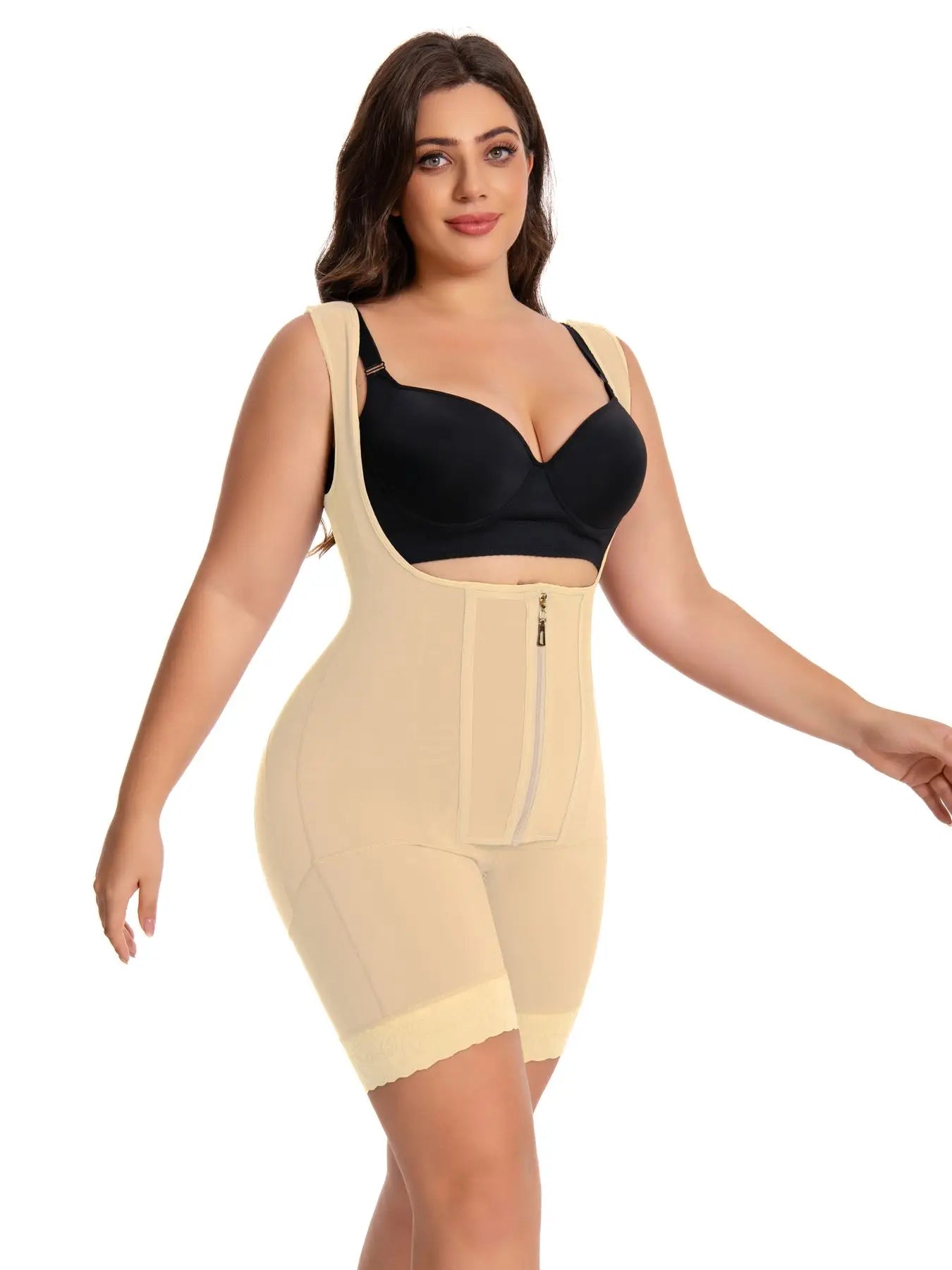Lace Shapewear Bodysuit – Full Coverage with Zipper Design-DH04