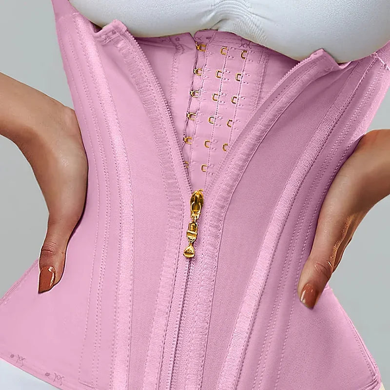 JayHune Fajas Colombianas Waist Trainer Corset – Double Compression, Zipper & Hook, Slimming Body Shaper-DH03