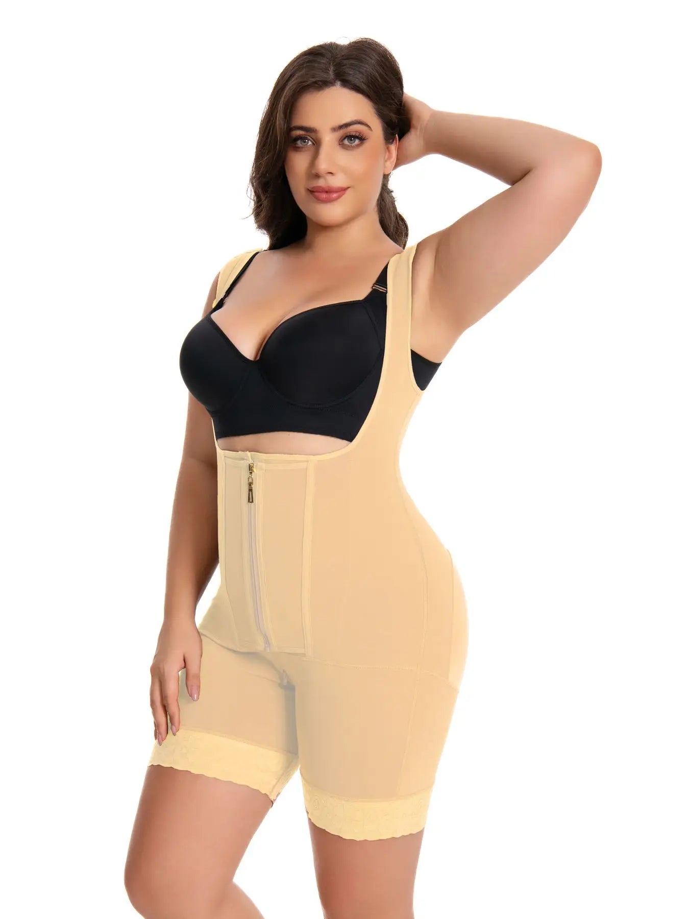 Lace Shapewear Bodysuit – Full Coverage with Zipper Design-DH04