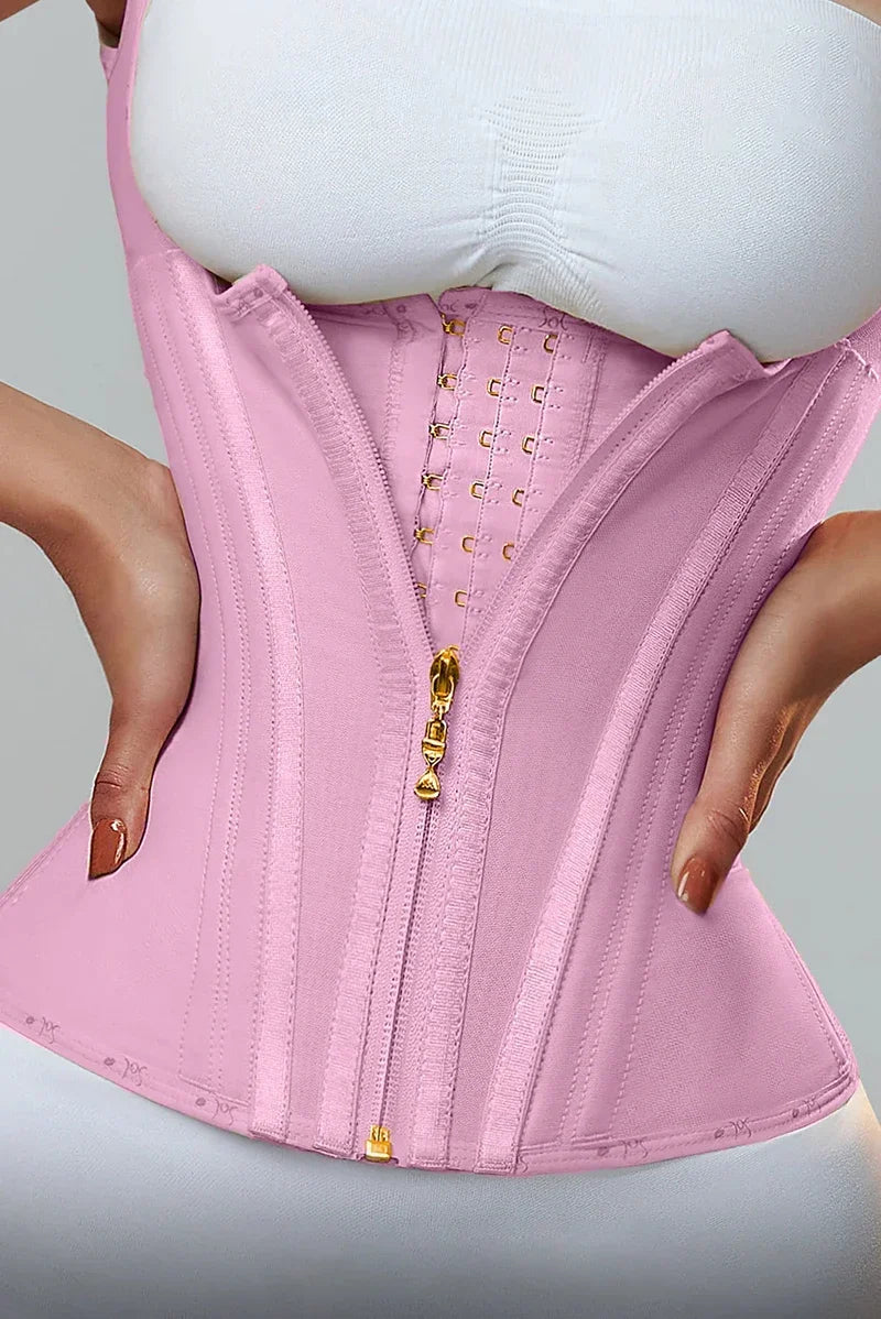 JayHune Fajas Colombianas Waist Trainer Corset – Double Compression, Zipper & Hook, Slimming Body Shaper-DH03
